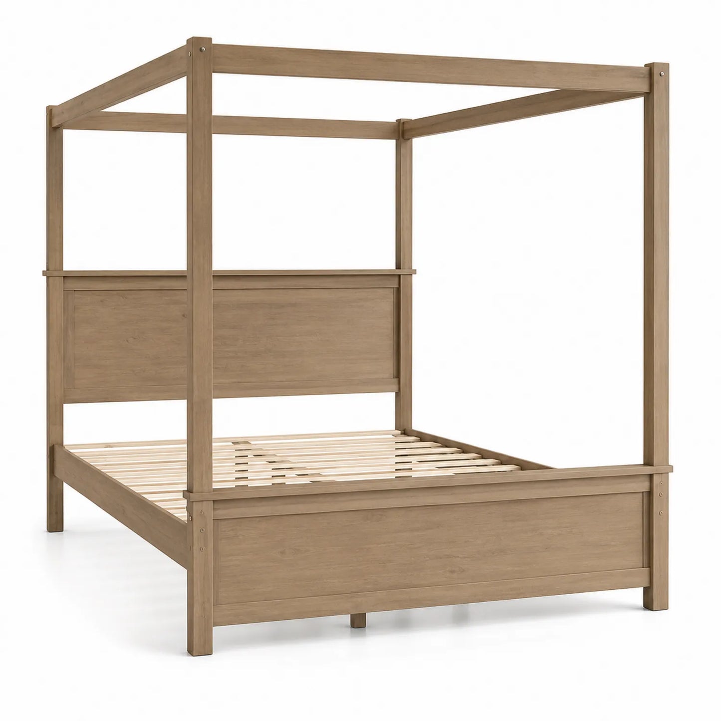 Letto a baldacchino in legno marrone chiaro 200x150x210 cm