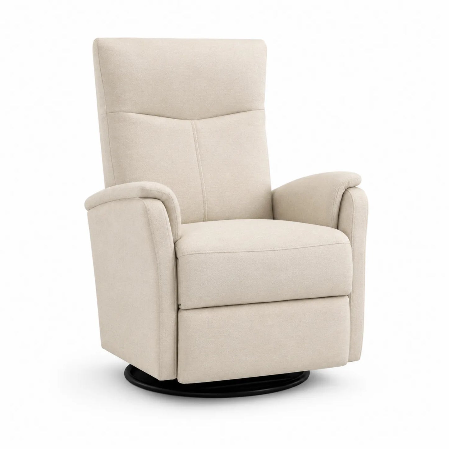 Poltrona reclinabile in tessuto beige con struttura in metallo