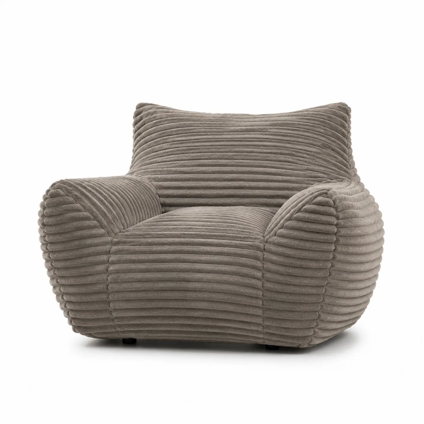 Poltrona in Velluto Corduroy Grigio a Coste