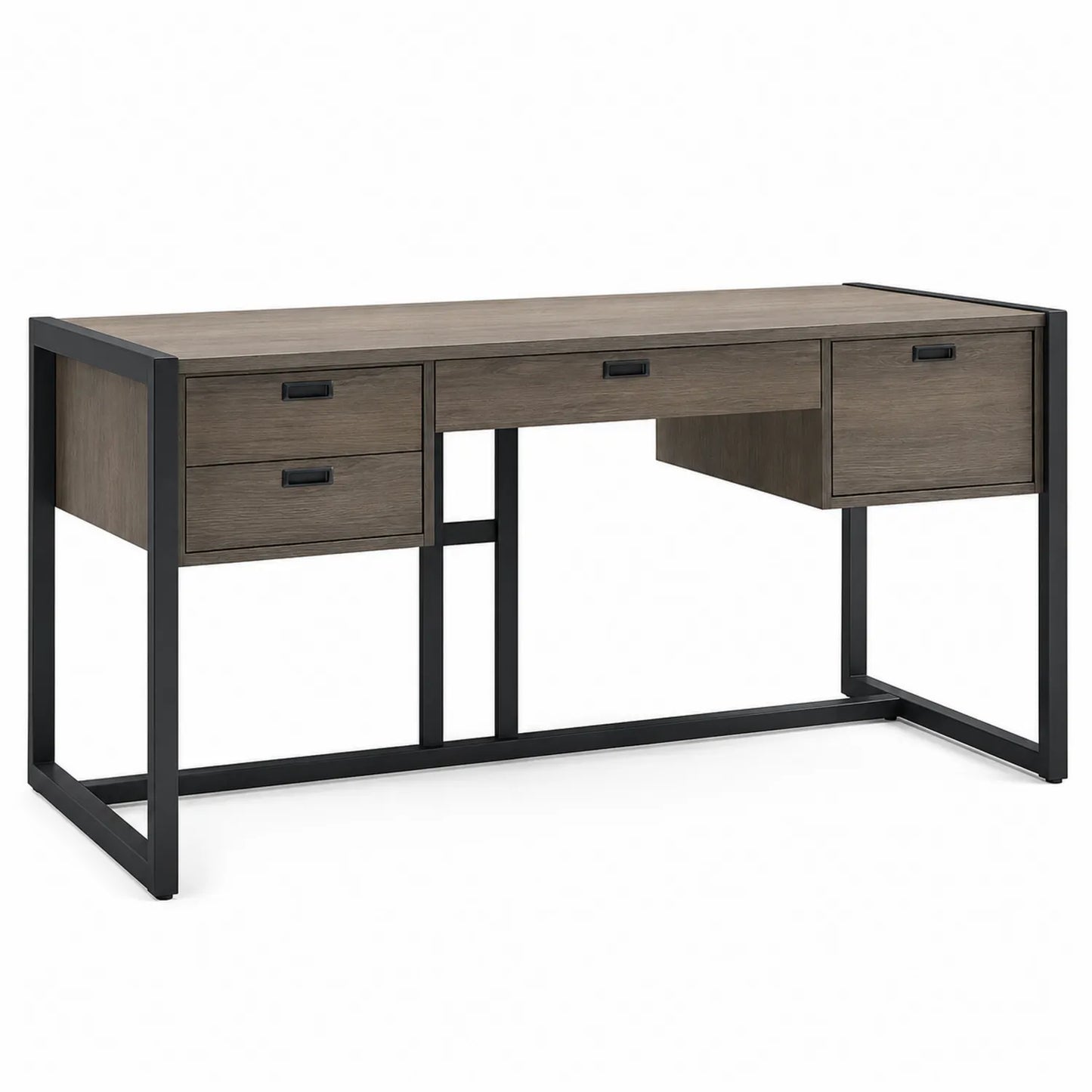Scrivania Rettangolare in Legno Laminato e Metallo con Cassetti 140x60x75 cm
