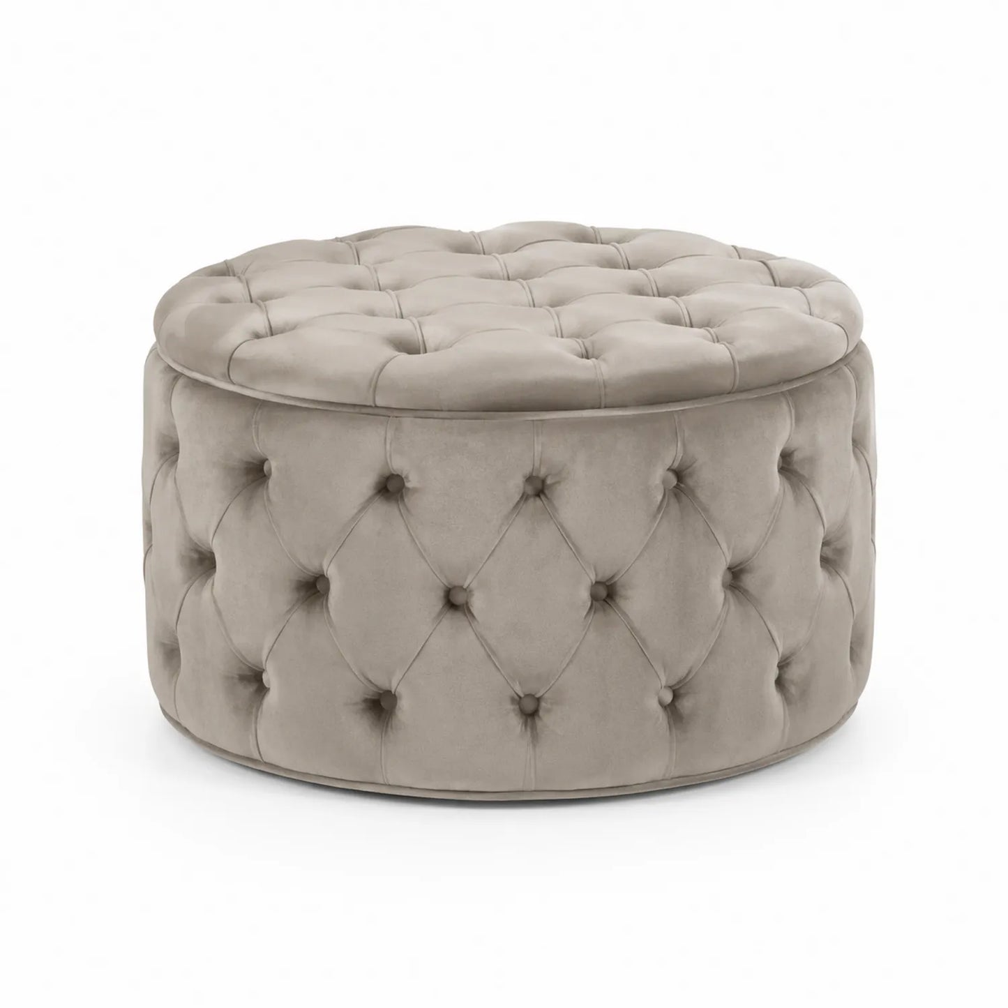 Poggiapiedi rotondo in velluto beige