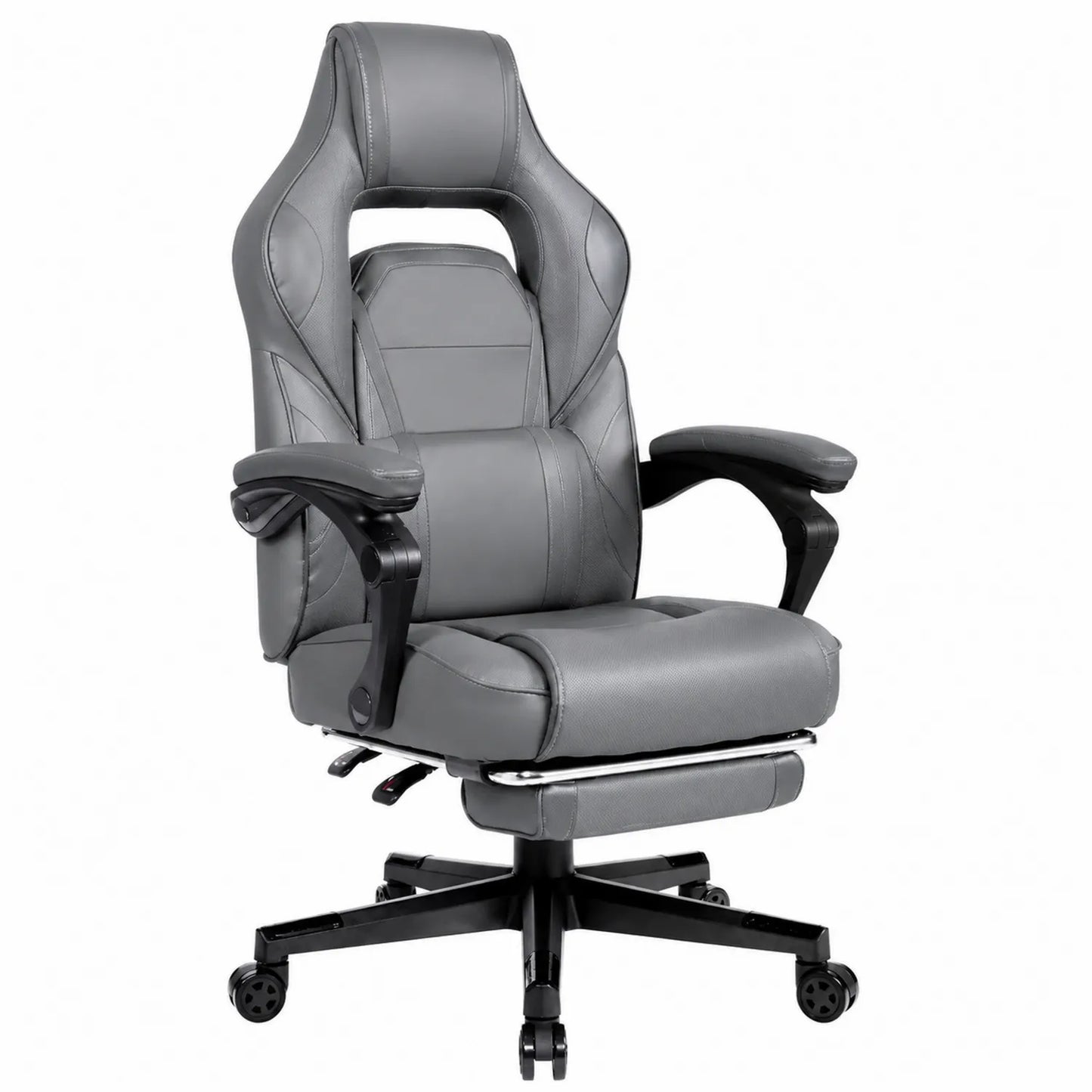 Sedia Ergonomica in Pelle Sintetica Grigia con Poggiapiedi