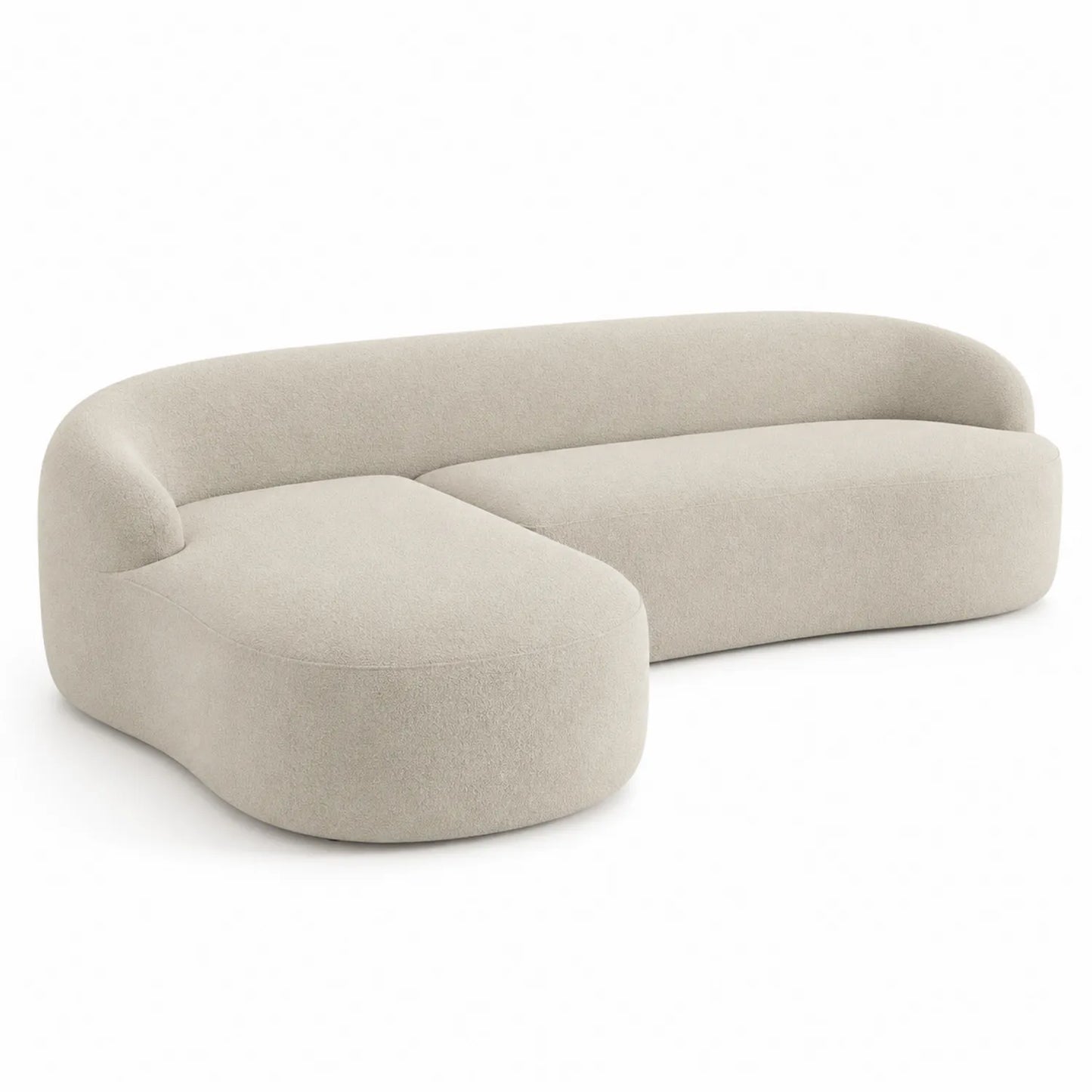Divano componibile in tessuto beige 250x140x80 cm