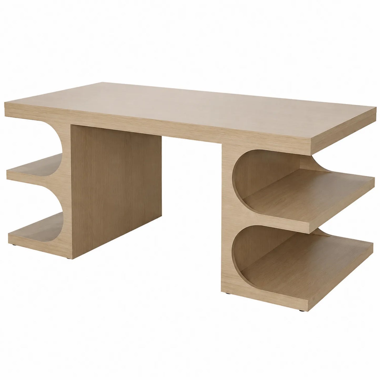 Scrivania in legno MDF con mensole beige 140x60x75 cm