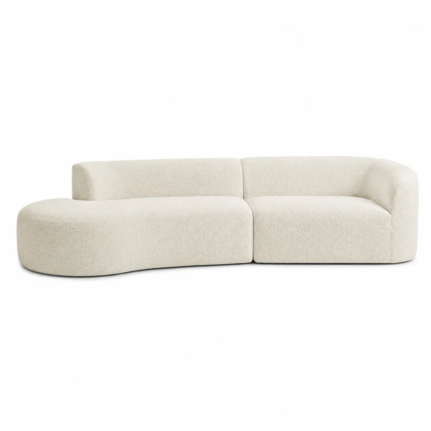 Divano modulare curvo in tessuto Bouclé Bianco