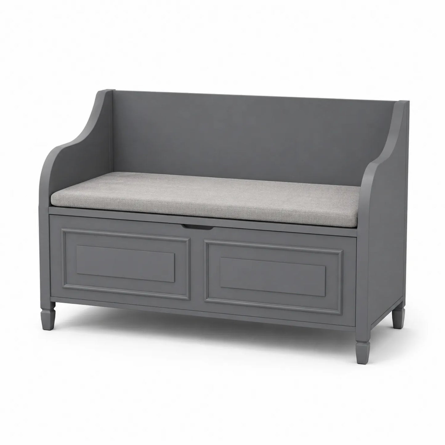 Panca contenitore in legno grigio con cuscino in poliestere 120x45x75 cm