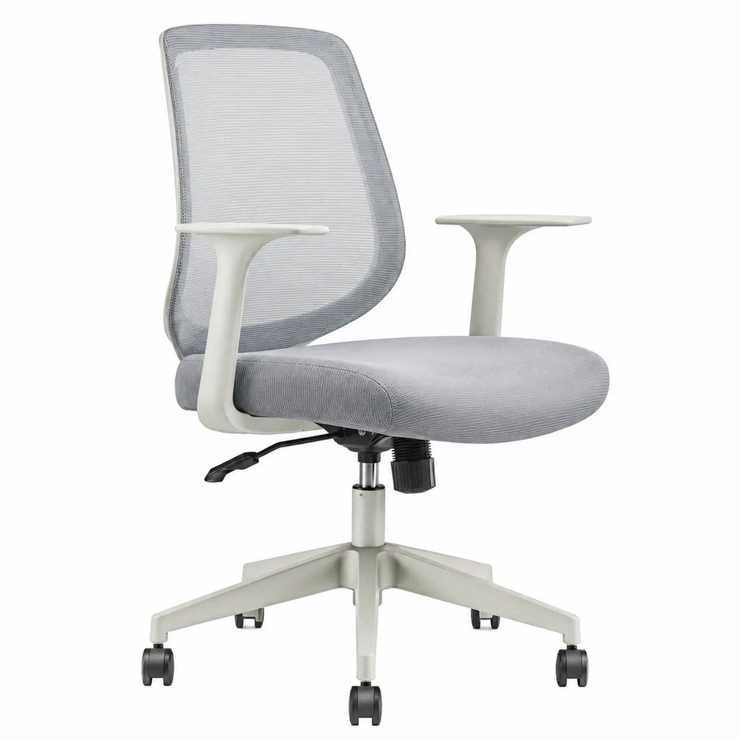Sedia da ufficio in tessuto tecnico grigio con struttura in plastica