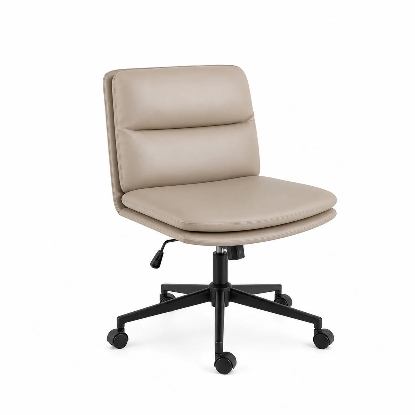 Sedia da ufficio regolabile in pelle sintetica beige con base a cinque razze