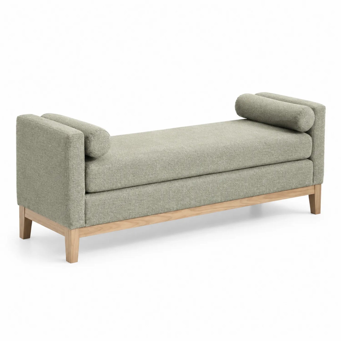 Panca in Tessuto Verde con Gambe in Legno 140x45x50 cm
