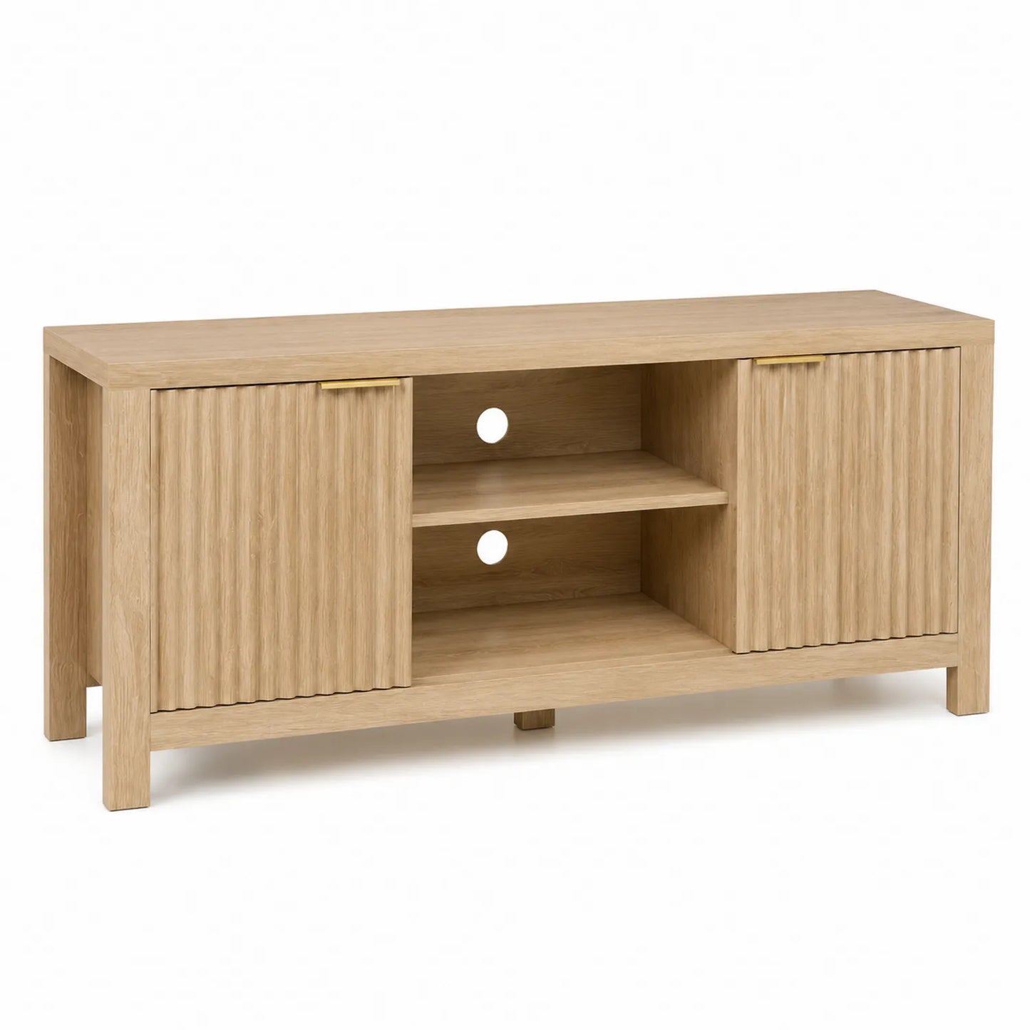 Mobile TV in legno con ante scorrevoli e ripiani aperti 150x40x50 cm