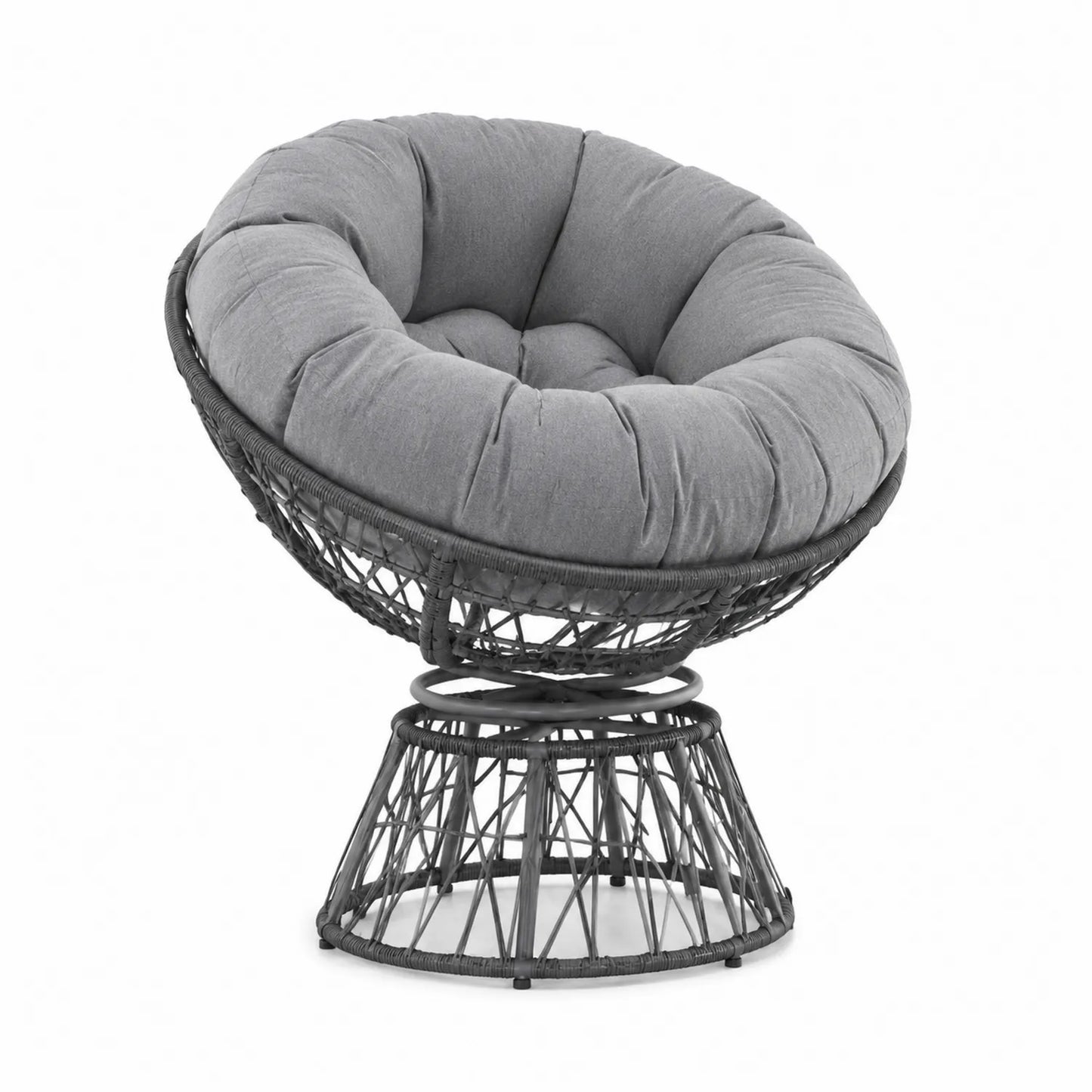 Sedia Papasan da Giardino Rattan con Cuscino Grigio