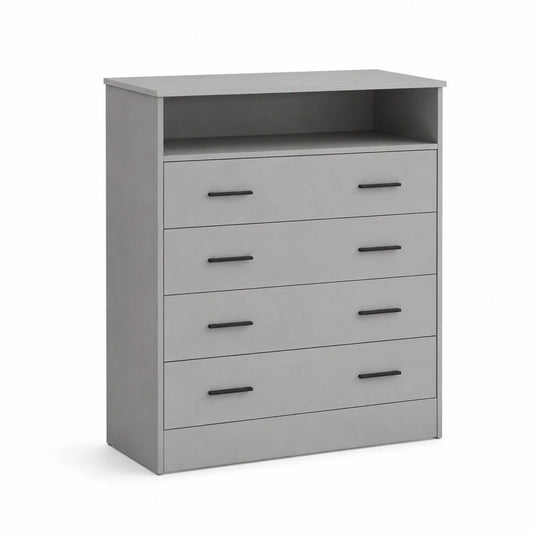 Cassettiera in Legno Composito Grigia con 5 Cassetti