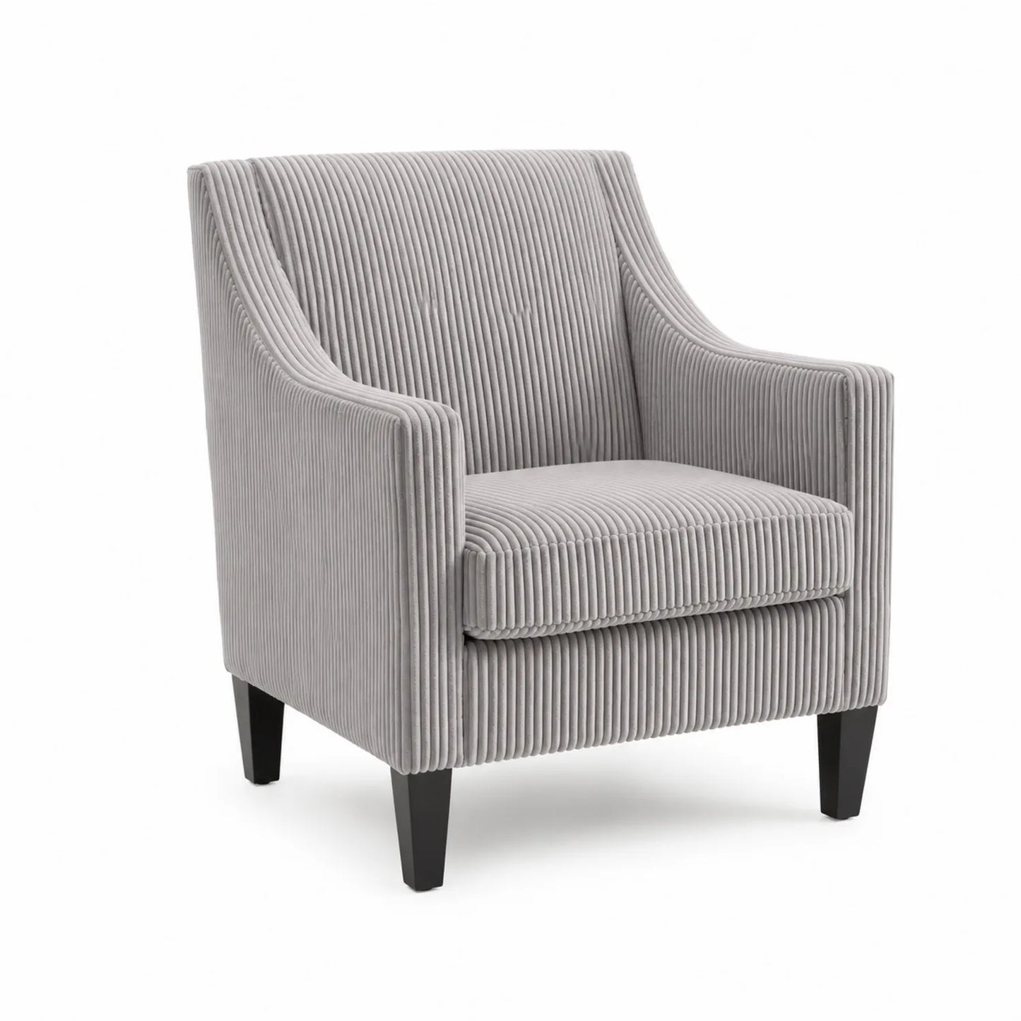 Poltrona in Velluto Grigio con Gambe in Legno