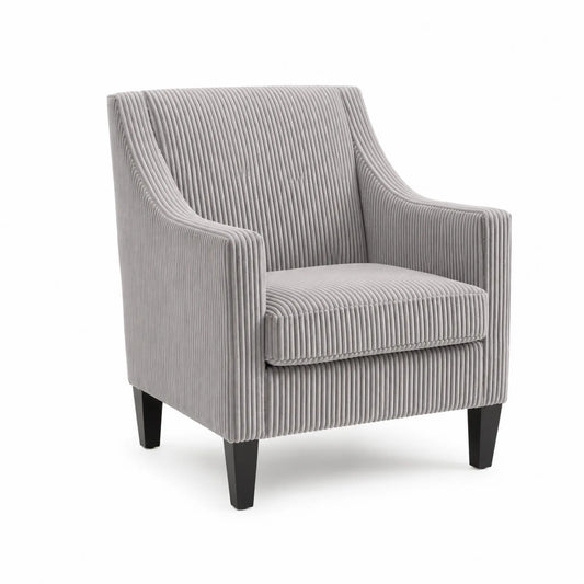 Poltrona in Velluto Grigio con Gambe in Legno