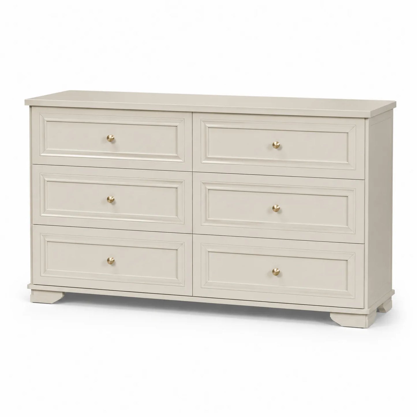 Cassettiera a sei cassetti in legno MDF verniciato Beige