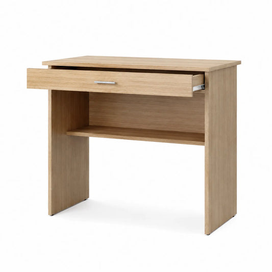 Scrivania rettangolare con cassetto in legno di quercia 90x45x75 cm