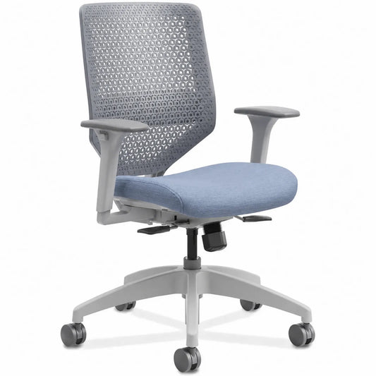 Sedia con Schienale Traforato Regolabile in Tessuto Blu