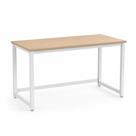 Scrivania rettangolare in legno e metallo bianco