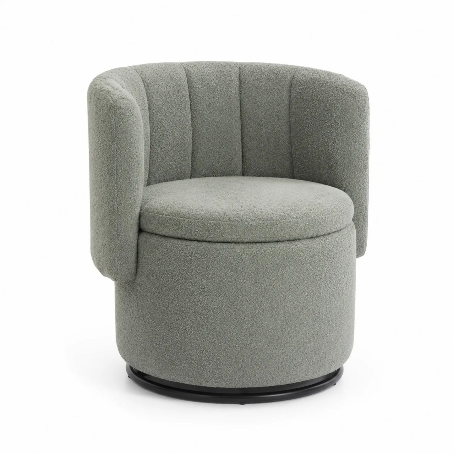 Poltrona girevole in tessuto Bouclé Grigio Chiaro