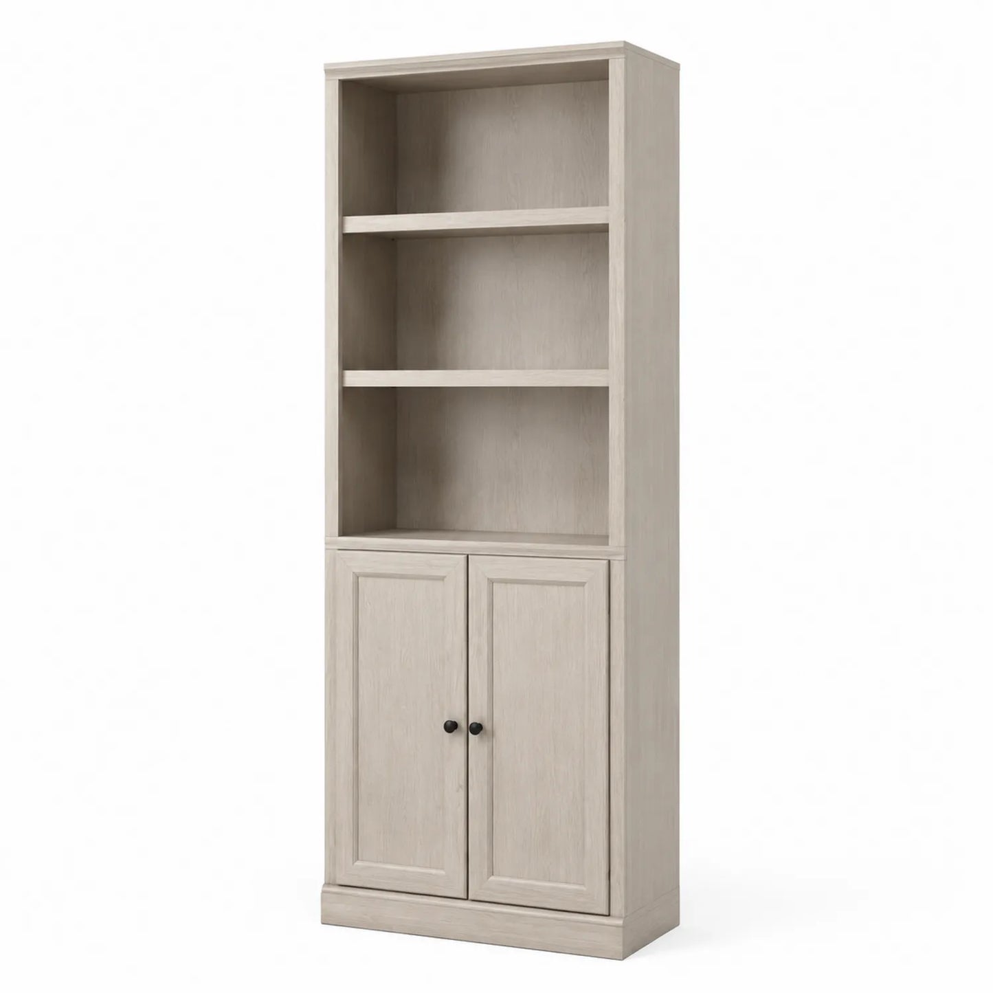 Libreria scaffale a 3 ripiani in legno chiaro con ante 180x80x30 cm