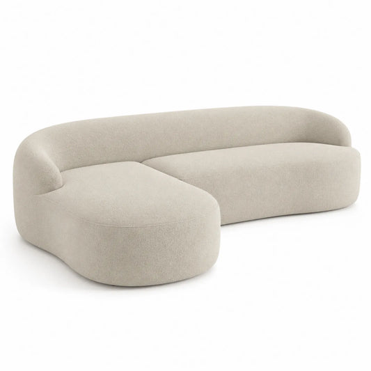 Divano componibile in tessuto beige 250x140x80 cm