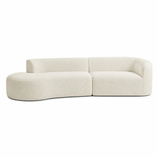 Divano modulare curvo in tessuto Bouclé Bianco
