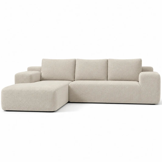 Divano angolare L in tessuto beige 280x160x85 cm