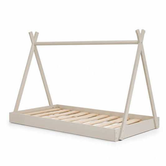 Letto per bambini in legno forma a tenda 80x160 cm Beige