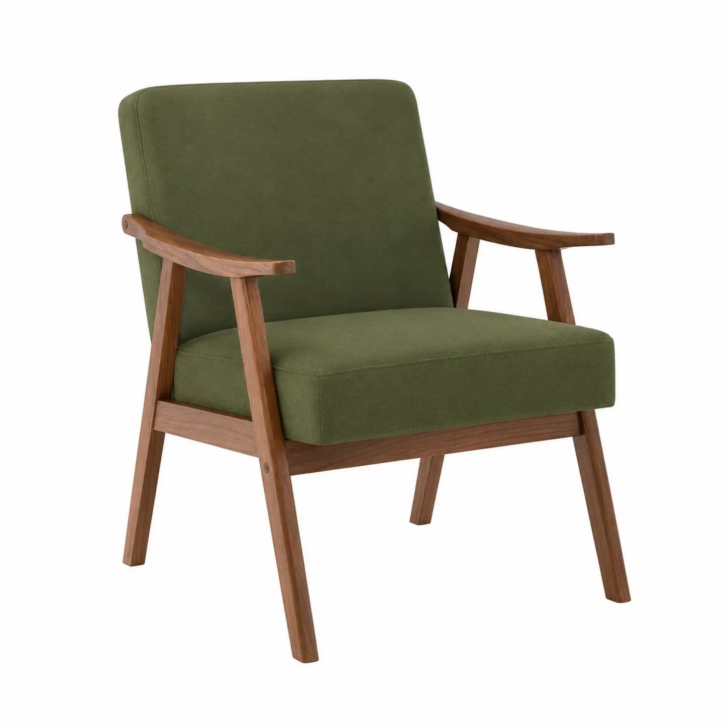 Poltrona in Legno e Tessuto Verde 75x70x80 cm