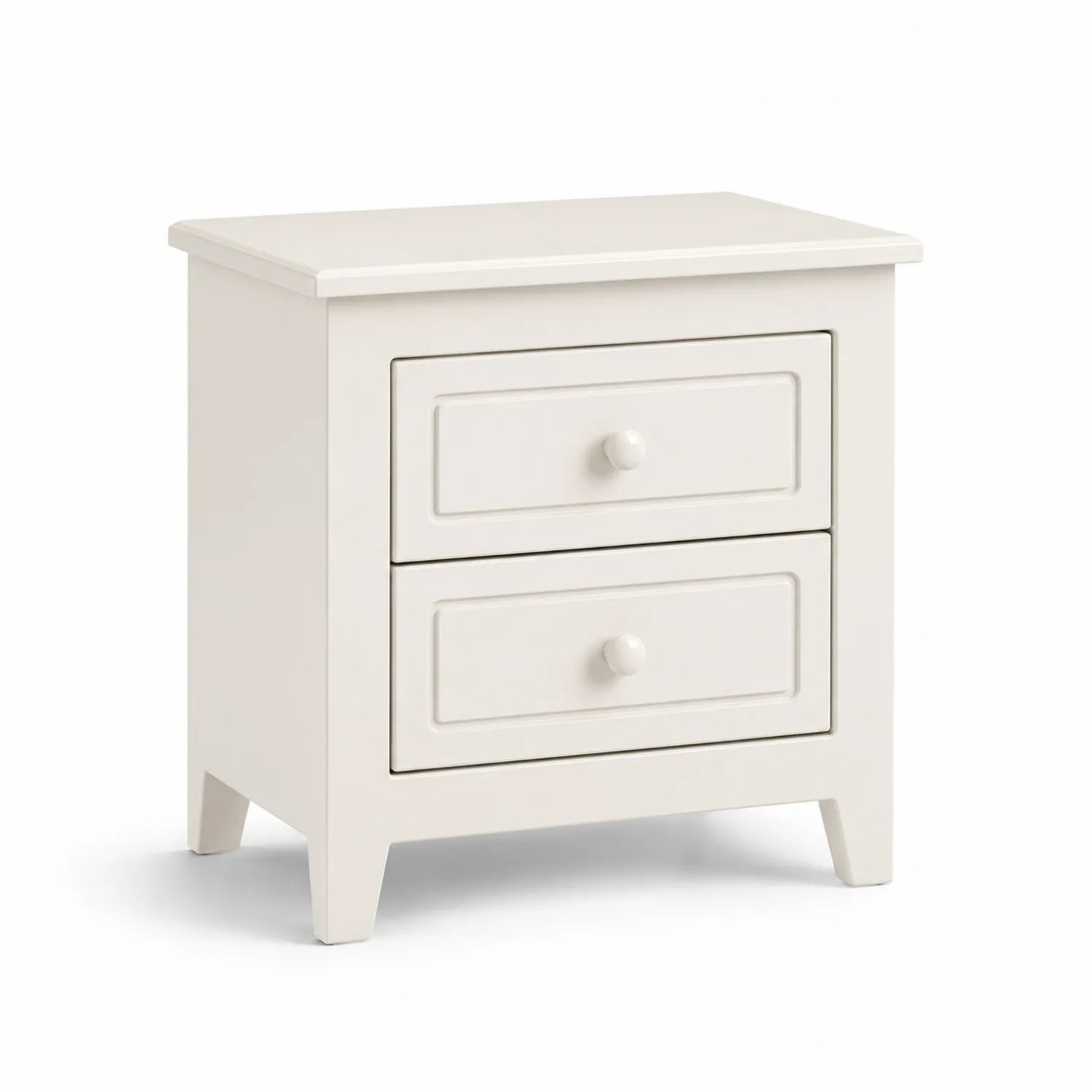 Comodino a 2 cassetti in legno MDF bianco