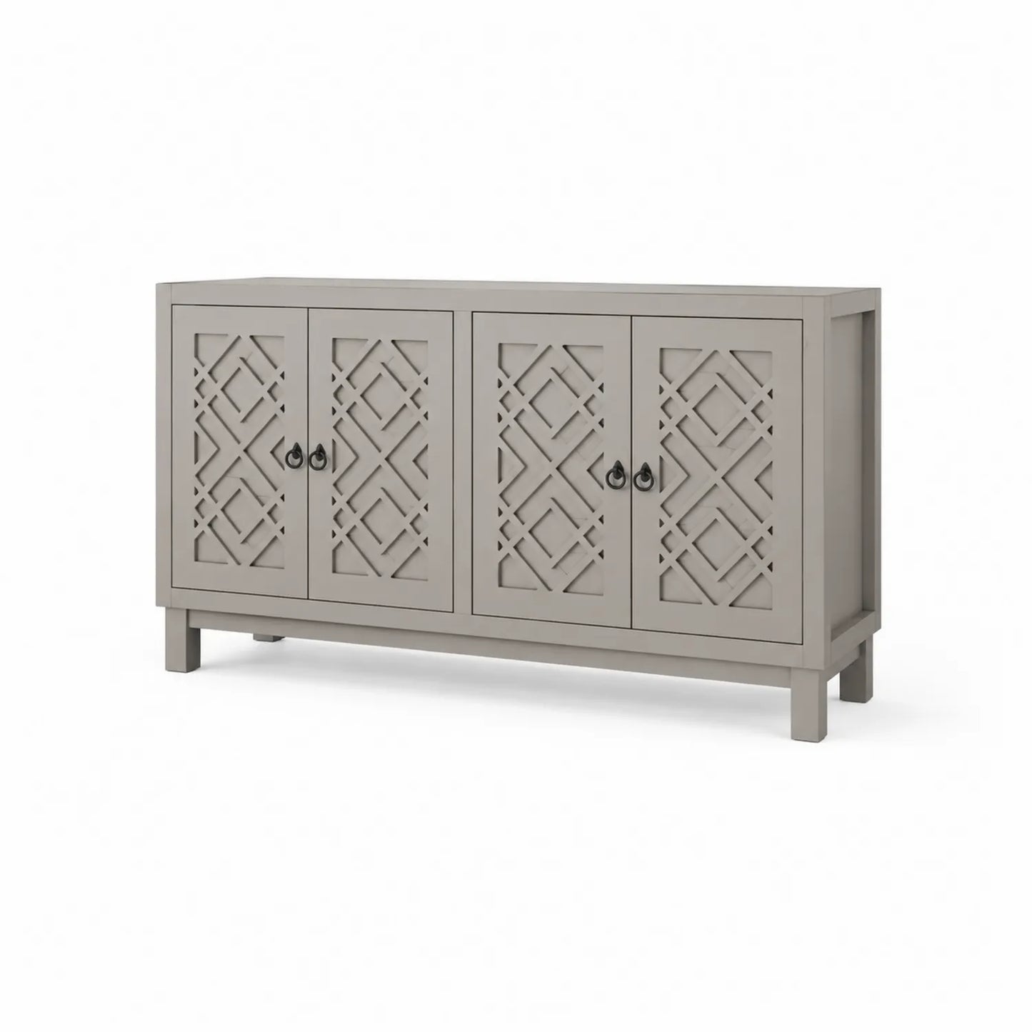 Credenza rettangolare legno MDF grigio con ante intagliate