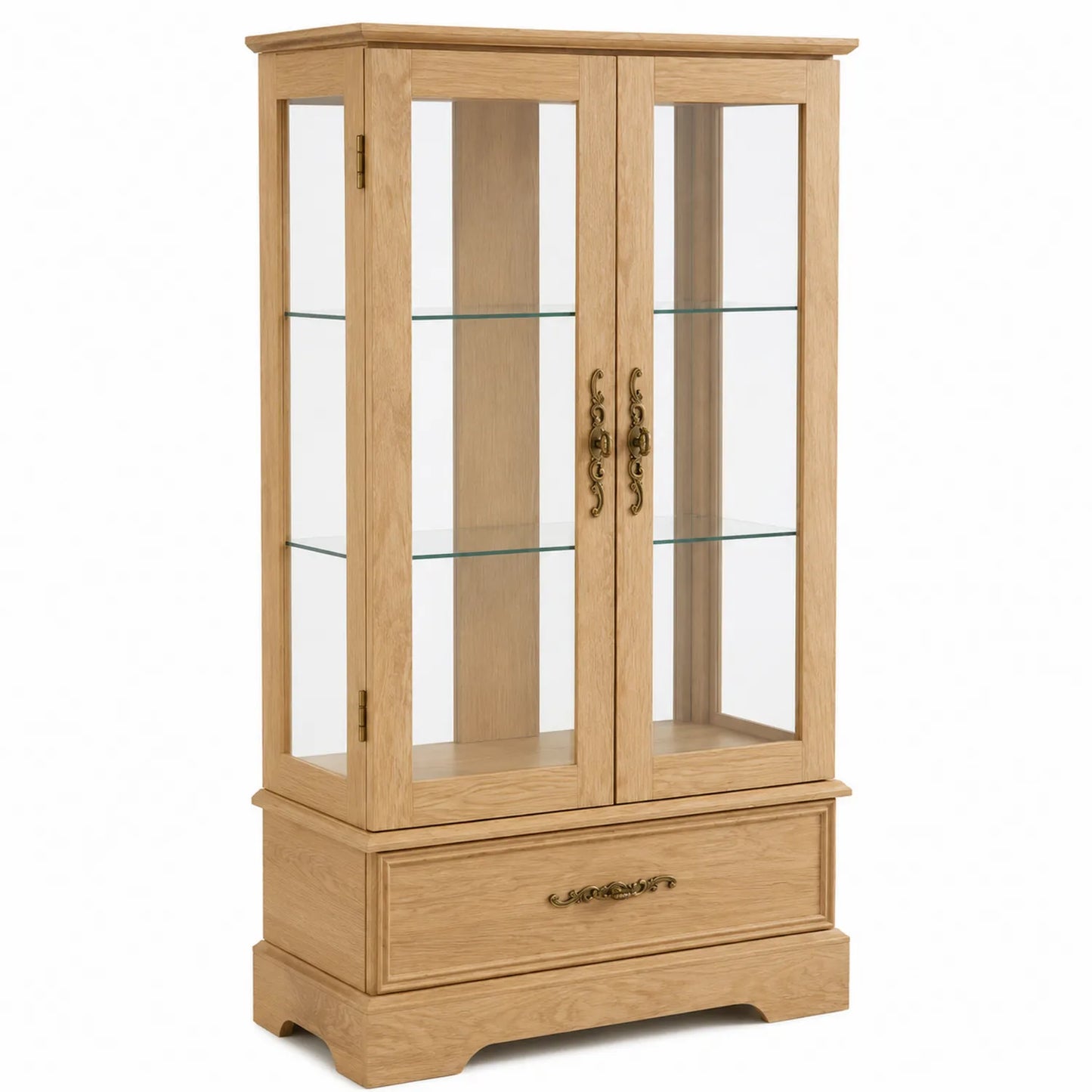 Vetrina in legno di rovere e vetro temperato 180x80x40 cm