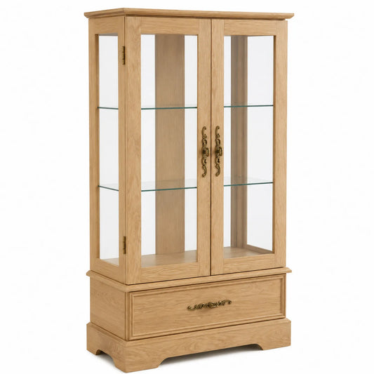 Vetrina in legno di rovere e vetro temperato 180x80x40 cm