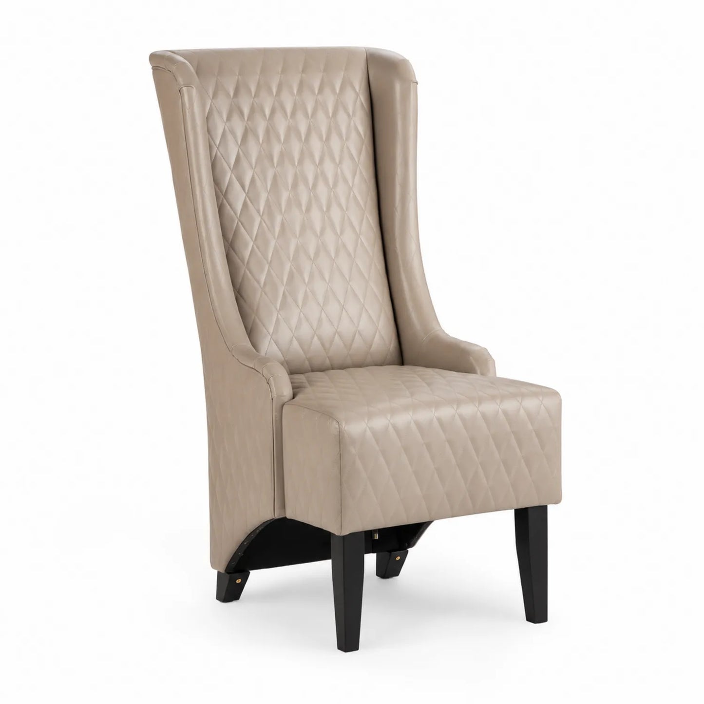 Sedia da Pranzo in Pelle Sintetica Beige con Schienale Alto
