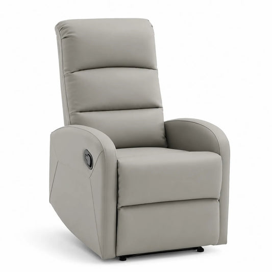 Poltrona Recliner in Pelle Sintetica Grigio 65x85x103 cm