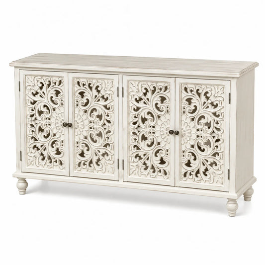 Credenza in legno intagliato con 4 ante