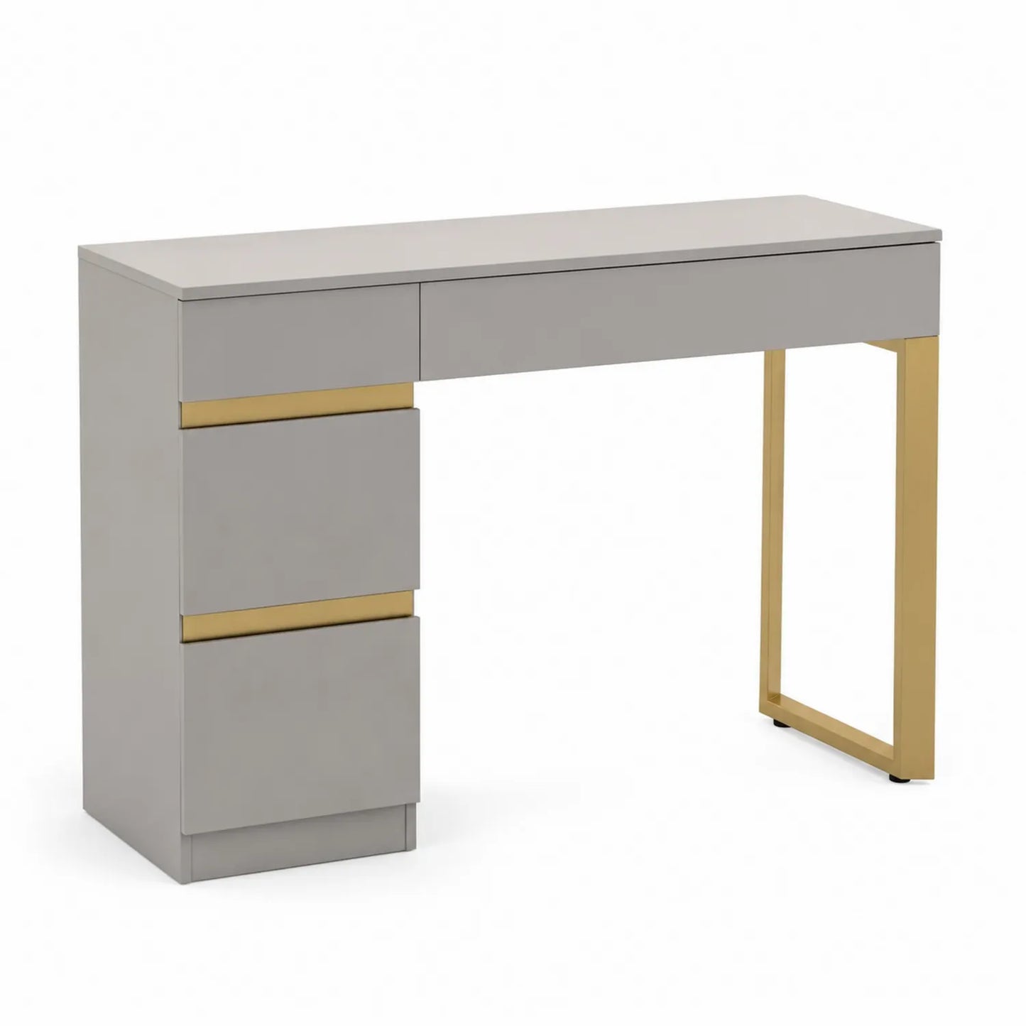Scrivania in MDF e Metallo Grigio e Oro 120x45x75 cm