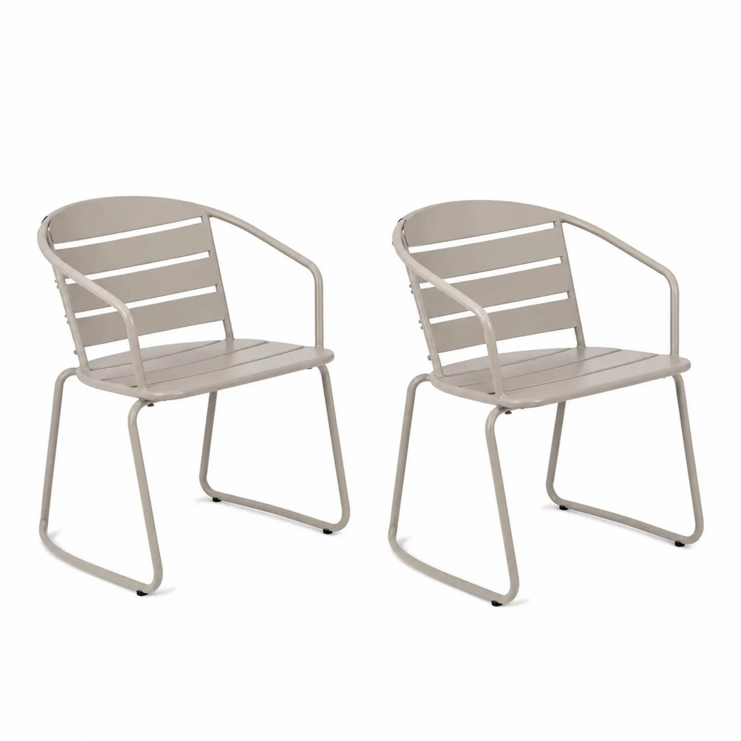 Set di 2 Sedie da Esterno in Metallo Grigio