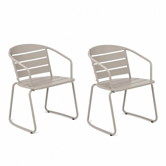 Set di 2 Sedie da Esterno in Metallo Grigio