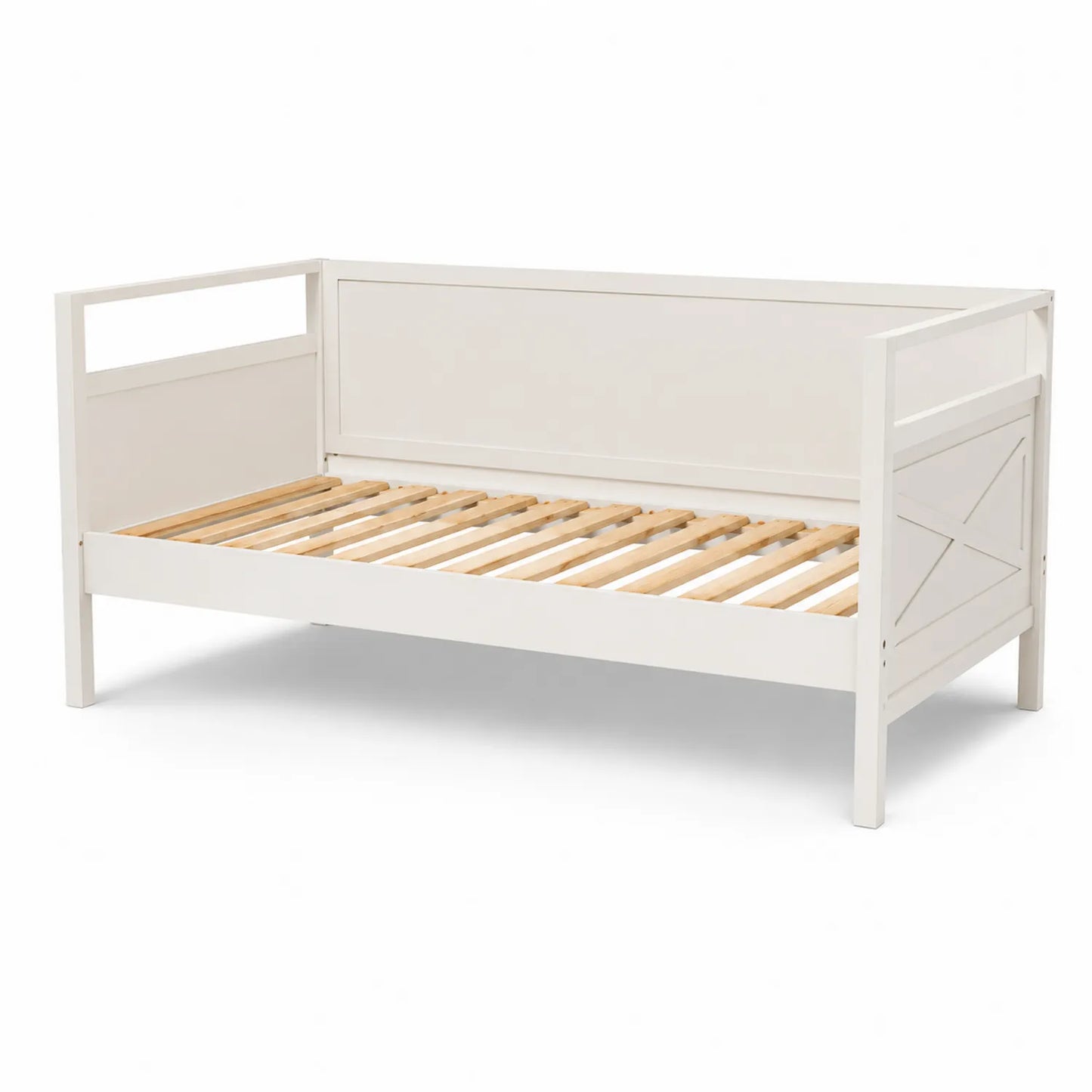 Letto singolo in legno bianco con doghe 200x90 cm