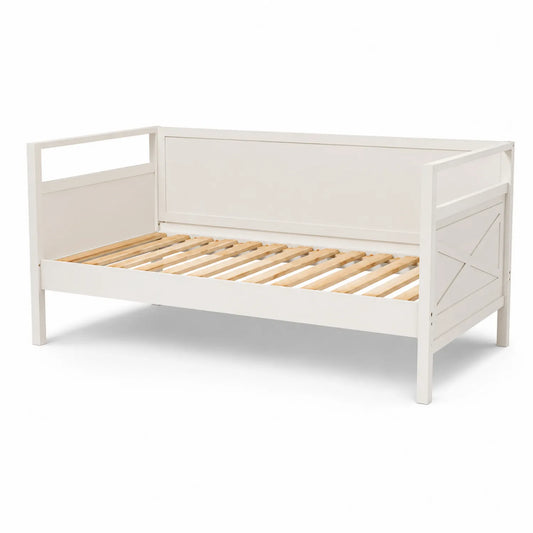 Letto singolo in legno bianco con doghe 200x90 cm