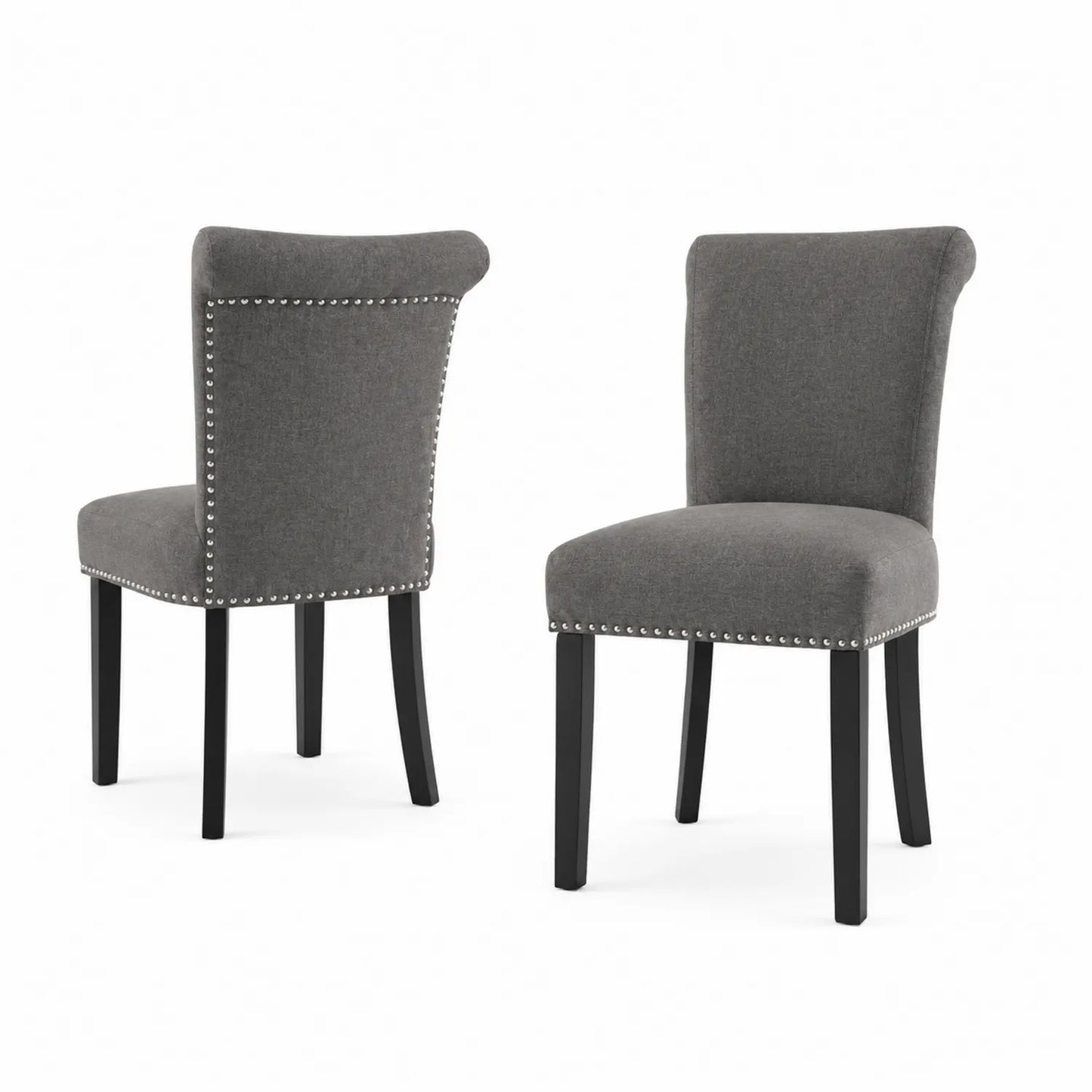 Set di 2 sedie da pranzo in tessuto con gambe in legno