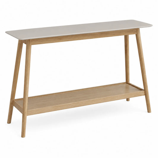 Consolle rettangolare in MDF e legno di rovere 120x30 cm Bianco/Naturale